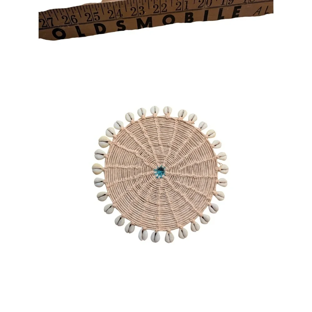 Boho Cowrie Shell Wicker Wall‎ Hanging Coastal Rattan Decor Handmade Basket Art